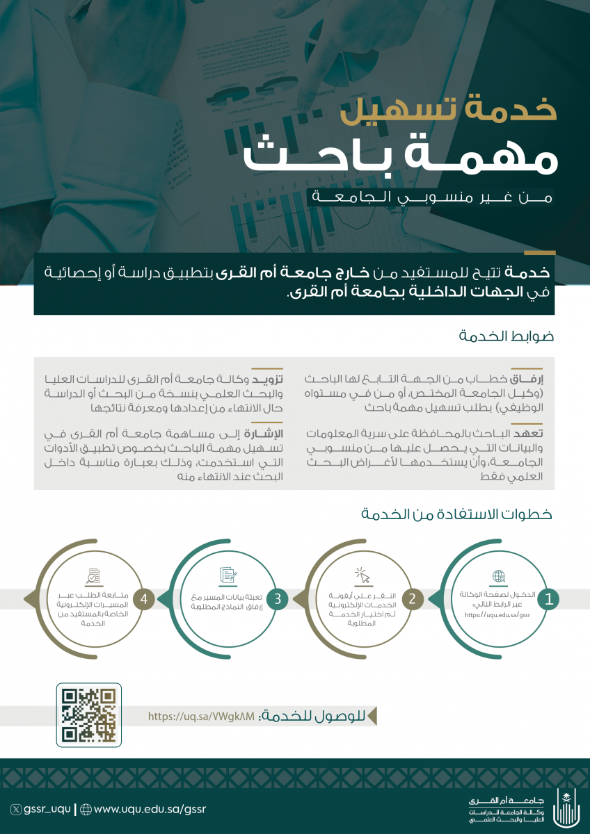 خدمة تسهيل مهمة باحث لغير منسوبي الجامعة